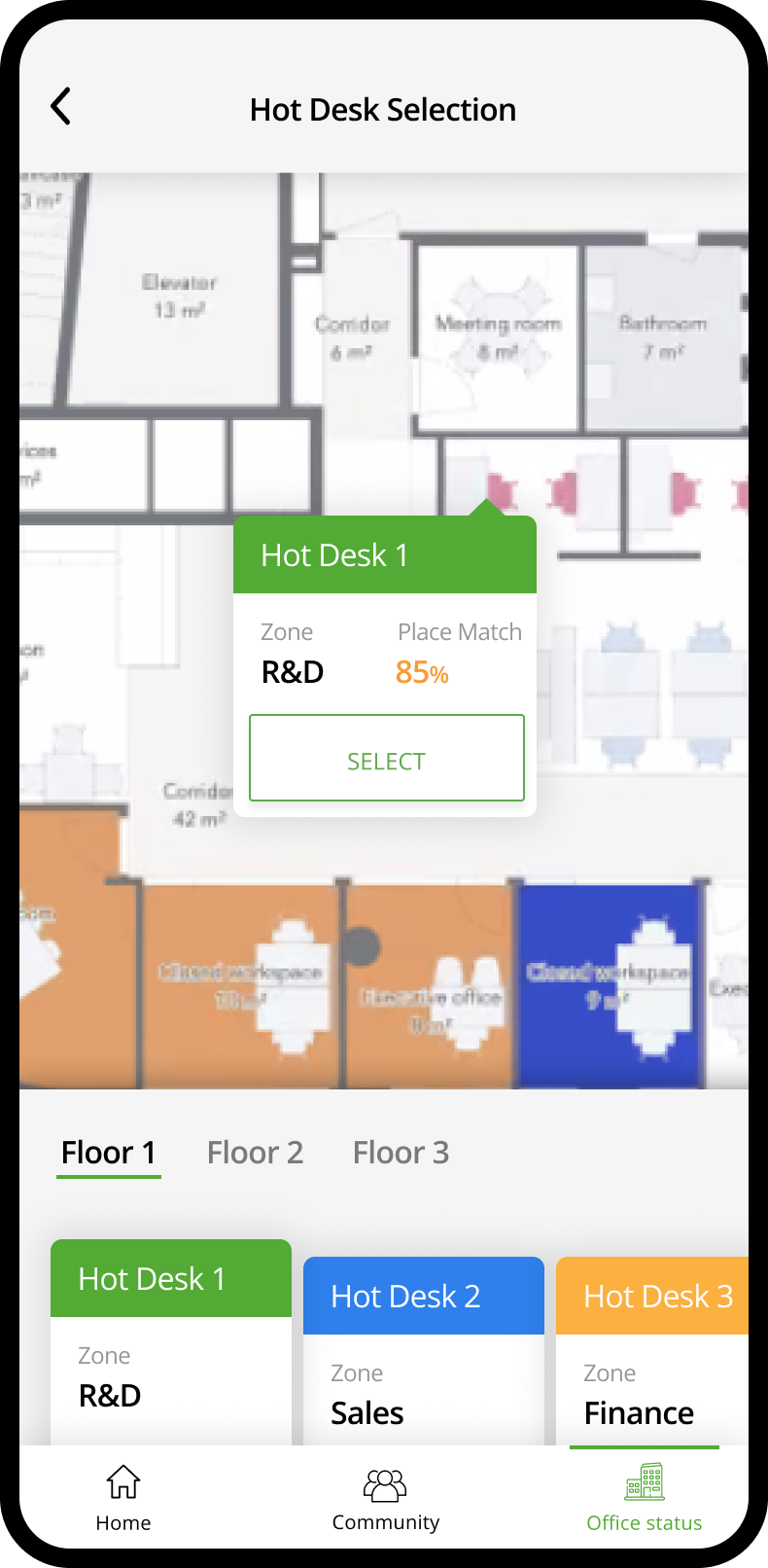 Hot desk selection